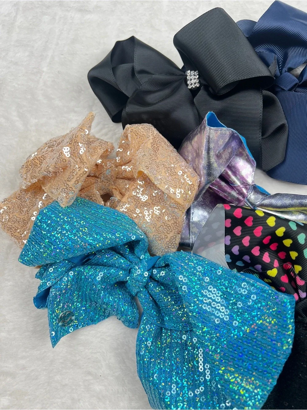 Lot of 12 JoJo Siwa Signature Hair Bows Mixed Colors Prints Sequins EUC